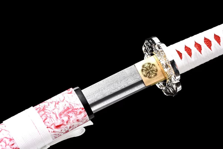 Hand Forged Japanese Samurai Katana Yingluo Damascus Steel Full Tang