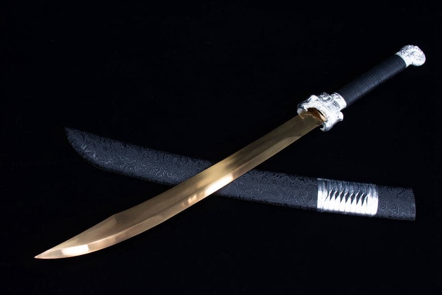 Handmade High Manganese Steel Kim Snow Chinese Knife With Golden Blade