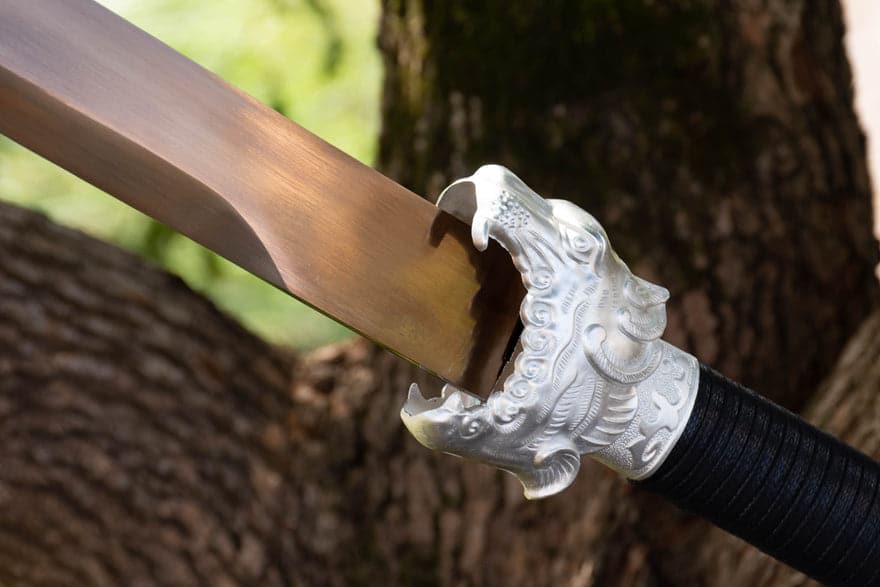 Handmade High Manganese Steel Kim Snow Chinese Knife With Golden Blade