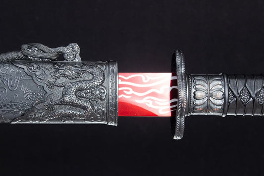 Handmade High Manganese Steel Red Flame Chinese Sword With Red Blade