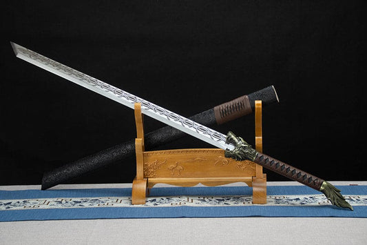 Handmade High Manganese Steel Thorny Dire Wolf Chinese Sword With Black Sheath