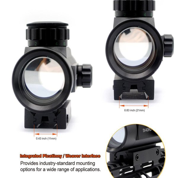 1X40 RED DOT SCOPE SIGHT RIFLE SCOPE GREEN RED DOT COLLIMATOR DOT WITH 11MM/20MM RAIL MOUNT AIRSOFT AIR HUNTING - OPTICREV
