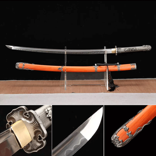 Handmade Japanese Tachi Odachi Water Dragon T10 Steel Burn Blade