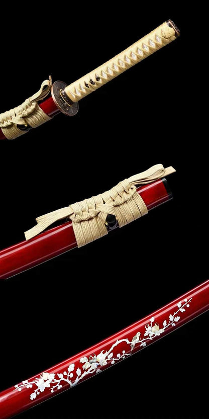 Handcrafted Japanese Samurai Sword Spring Steel Magpie Dance