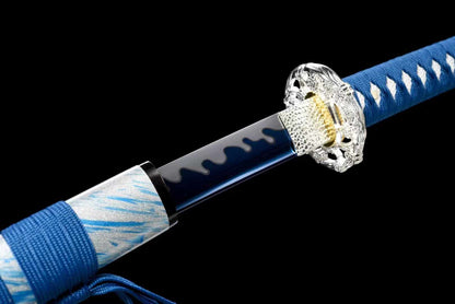 Handcrafted Japanese Samurai Sword Manganese Steel Blue Plum