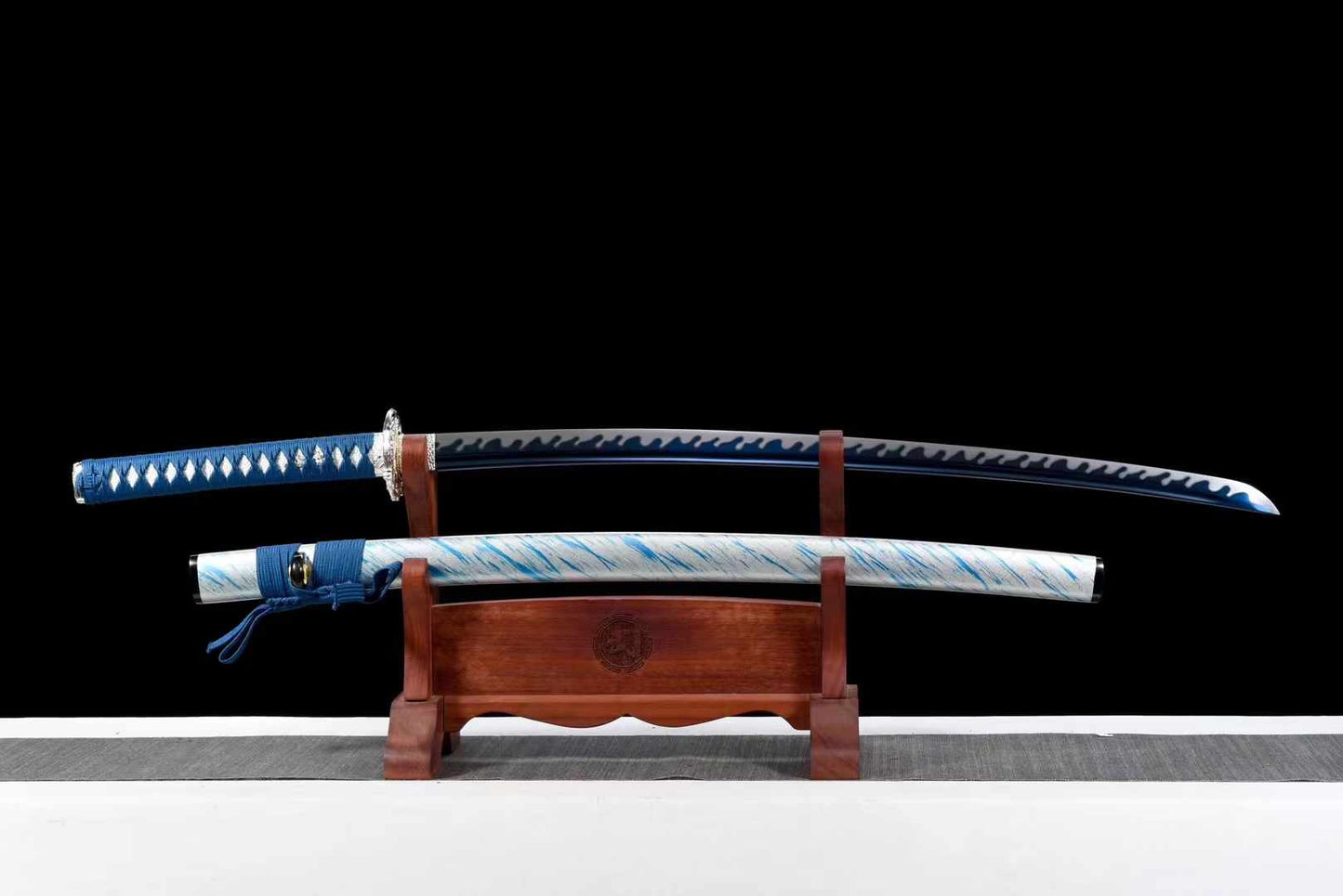 Handcrafted Japanese Samurai Sword Manganese Steel Blue Plum