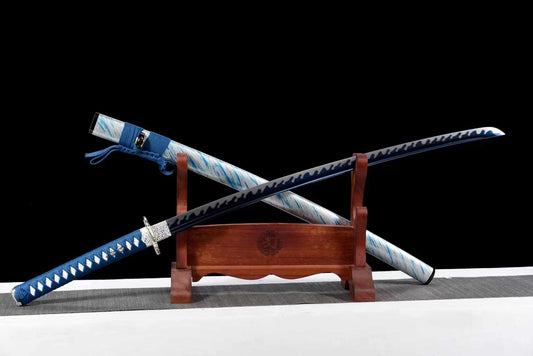 Handcrafted Japanese Samurai Sword Manganese Steel Blue Plum