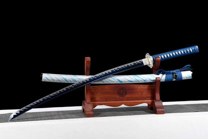 Handcrafted Japanese Samurai Sword Manganese Steel Blue Plum