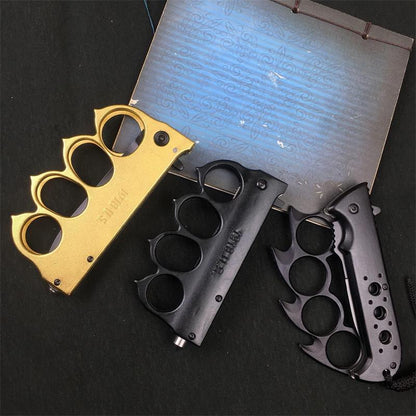 Knuckle Duster Folding Knife Outdoor Self-defense Pocket Knives Window Breaking Tool