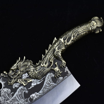 Chivalry Knife Bone Cutting Knife Green Dragon Full Brass Handle