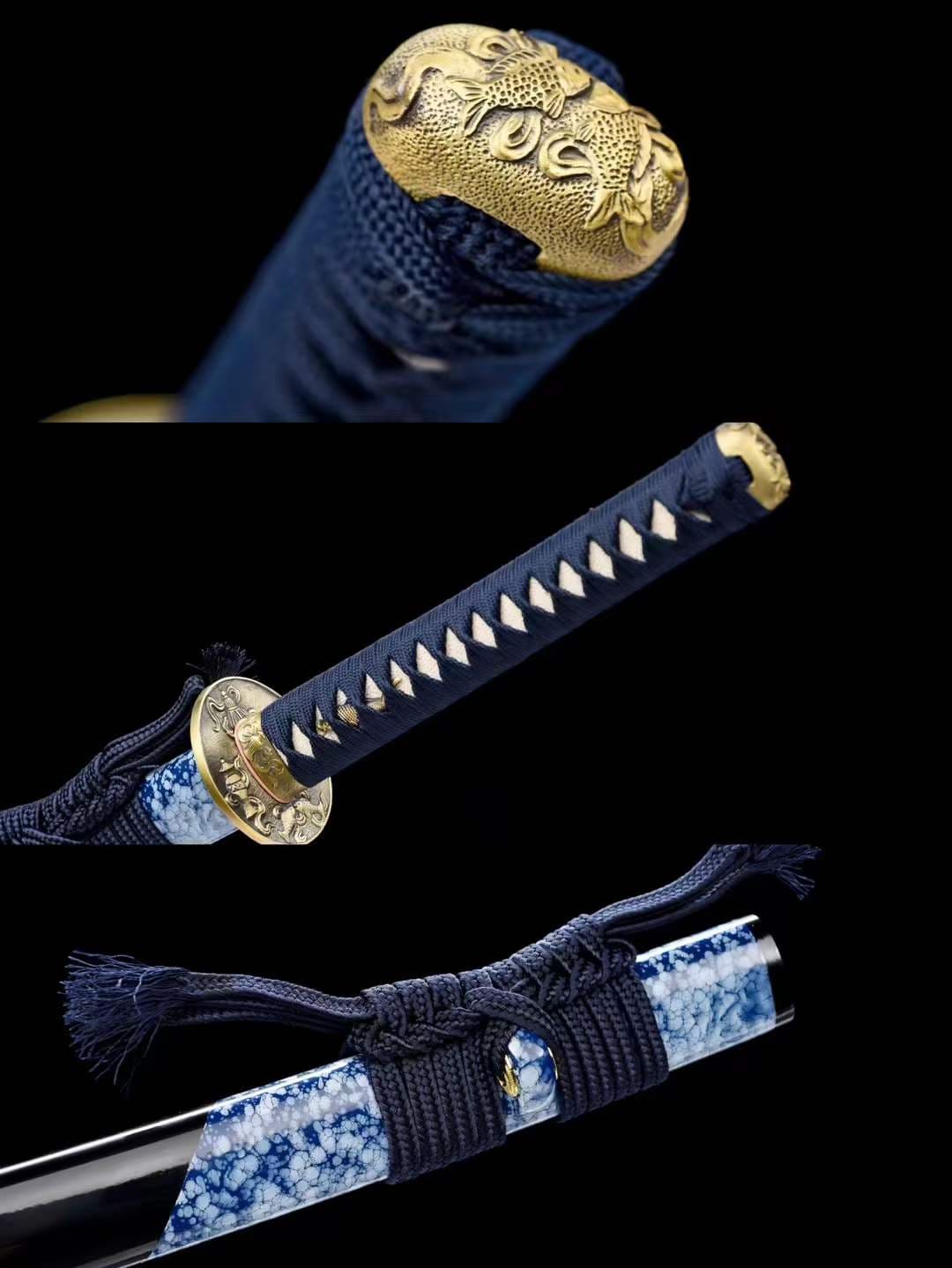 Damascus Steel Samurai Katana Auspicious Cloud Fighting Sword