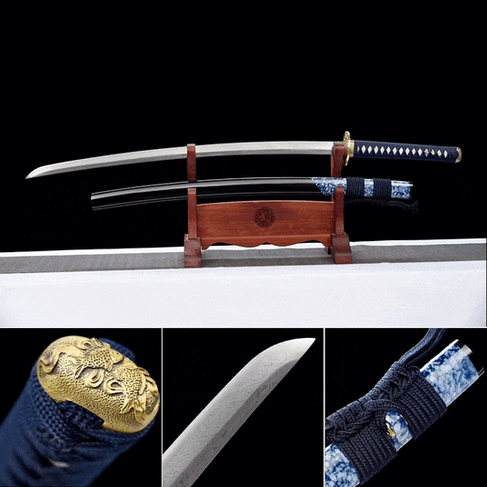 Damascus Steel Samurai Katana Auspicious Cloud Fighting Sword