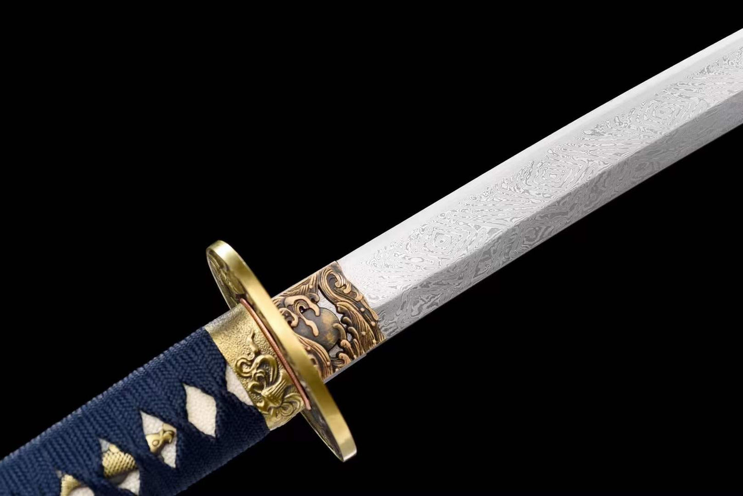 Damascus Steel Samurai Katana Auspicious Cloud Fighting Sword