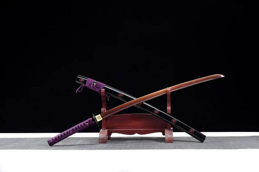 Hand Forged Japanese Samurai Katana Bauhinia 9260 Spring Steel Purple Blade