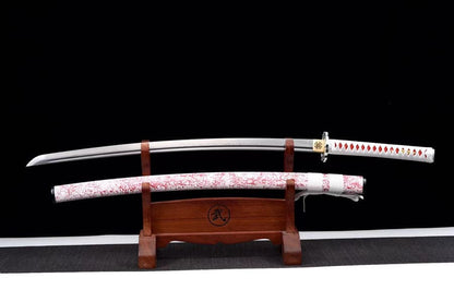 Hand Forged Japanese Samurai Katana Yingluo Damascus Steel Full Tang