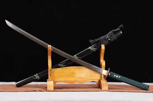 Hand Forged Japanese Samurai Katana Dragonfly Specialty leaf pattern burnishing blade Specialty Steel