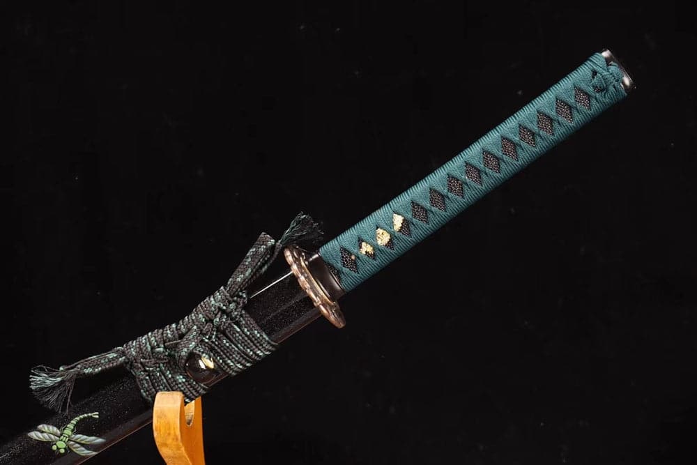 Hand Forged Japanese Samurai Katana Dragonfly Specialty leaf pattern burnishing blade Specialty Steel