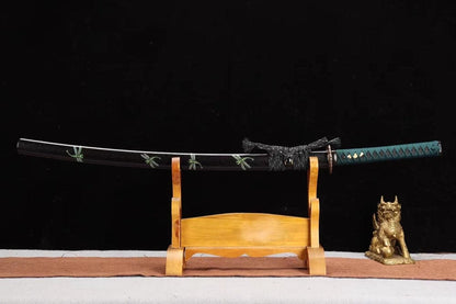 Hand Forged Japanese Samurai Katana Dragonfly Specialty leaf pattern burnishing blade Specialty Steel