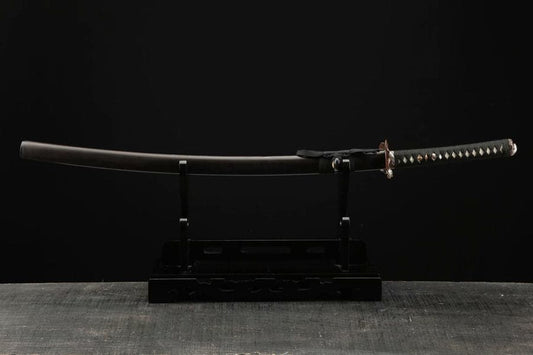 Hand Forged Japanese Samurai Katana Frog Prince Pattern Steel Gilt Silver Guard