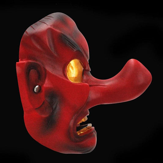 Hand-Made Japanese Hannya Red Tengu Resin Oni Mask