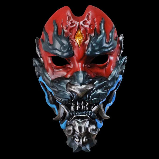 Hand-Made Japanese Hannya War Leopard Armor Oni Mask