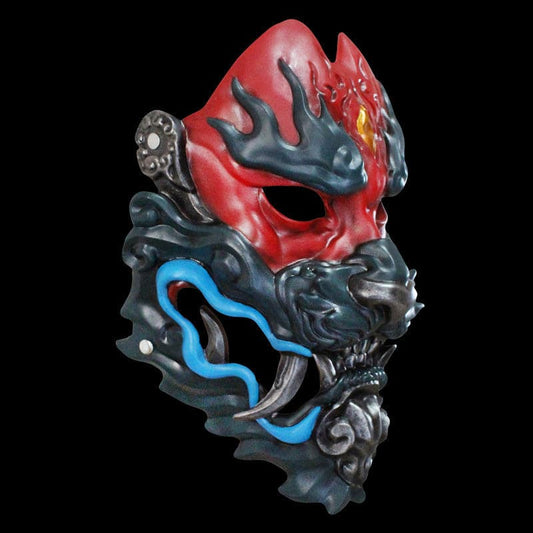 Hand-Made Japanese Hannya War Leopard Armor Oni Mask