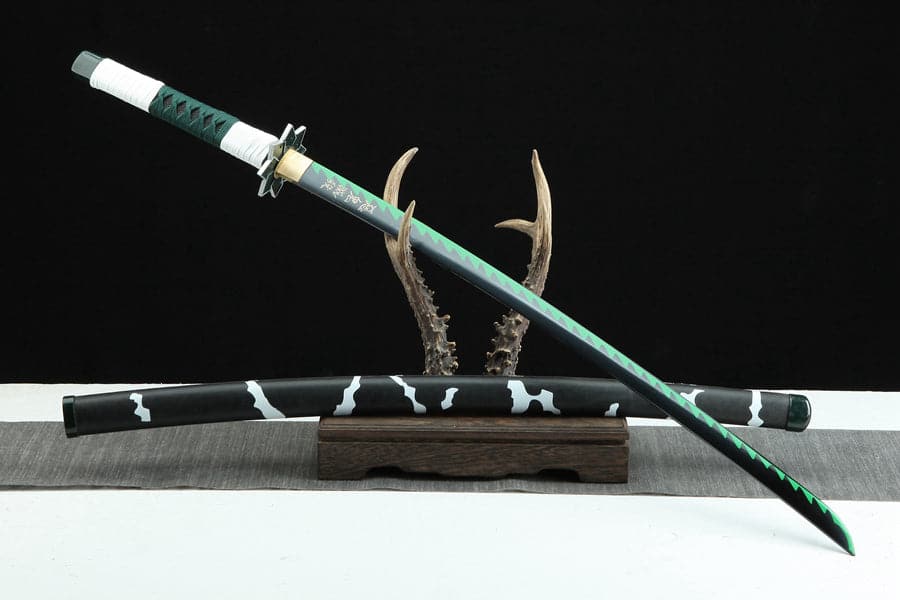 Handmade Anime Katana Demon Slayer Sanemi Shinazugawa Nichirin Sword 1045 High Carbon Steel Black