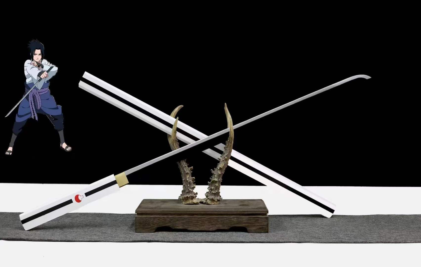 Handmade Anime NARUTO Sasuke Kusanagi-No-Tsurugi Sword Shirasaya Ninja Sword Spring Steel WhiteBlade