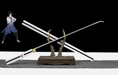 Handmade Anime NARUTO Sasuke Kusanagi-No-Tsurugi Sword Shirasaya Ninja Sword Spring Steel WhiteBlade