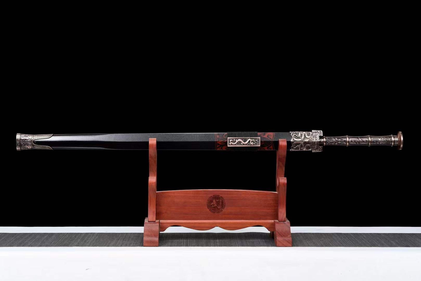Handmade Damascus Steel Chinese Han Dynasty QingYun Sword Damascus Steel Blade baking blue