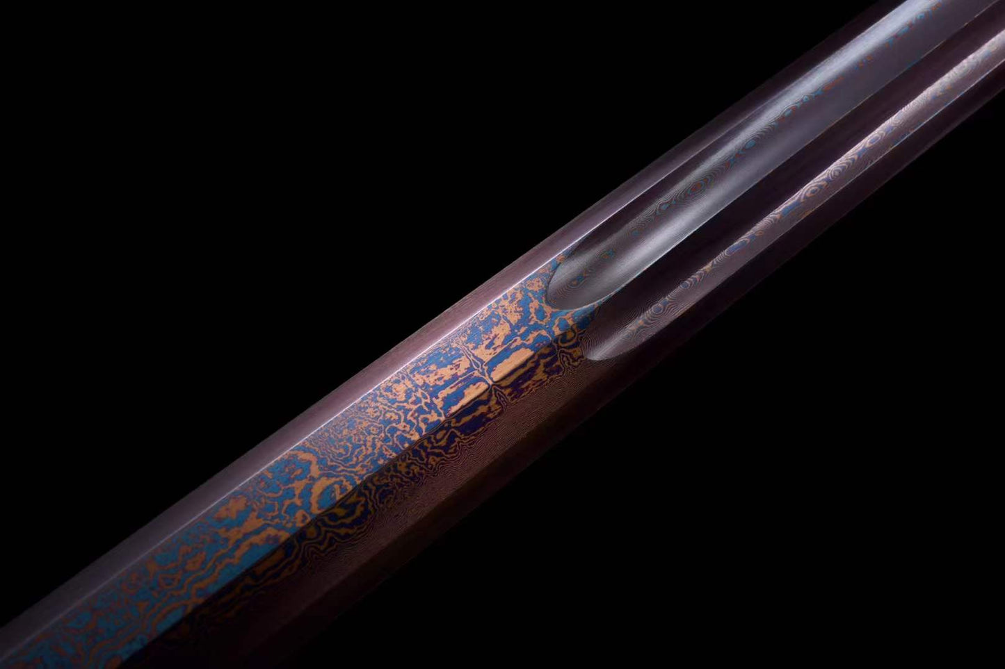 Handmade Damascus Steel Chinese Han Dynasty QingYun Sword Damascus Steel Blade baking blue