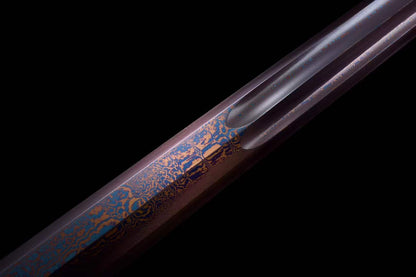 Handmade Damascus Steel Chinese Han Dynasty QingYun Sword Damascus Steel Blade baking blue