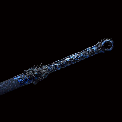 Handmade Dragon Flame Battle Blade Chinese Sword With Blue Blade