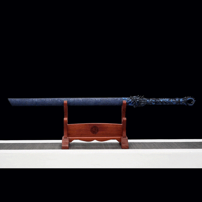 Handmade Dragon Flame Battle Blade Chinese Sword With Blue Blade