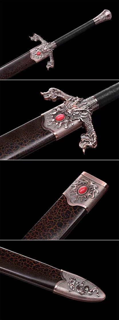 Handmade Dragon Scale  Spring Steel Chinese Sword With Gold