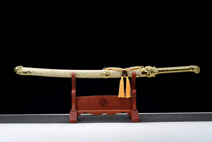 Handmade Golden Tiger Chop Chinese Sword With Golden Manganese Steel