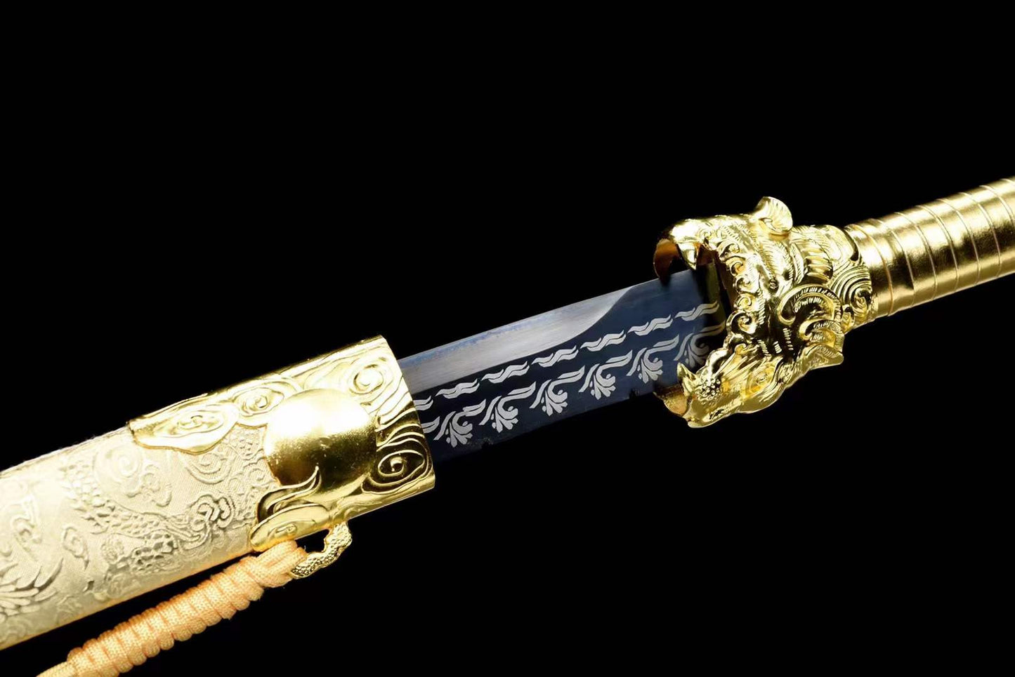 Handmade Golden Tiger Chop Chinese Sword With Golden Manganese Steel