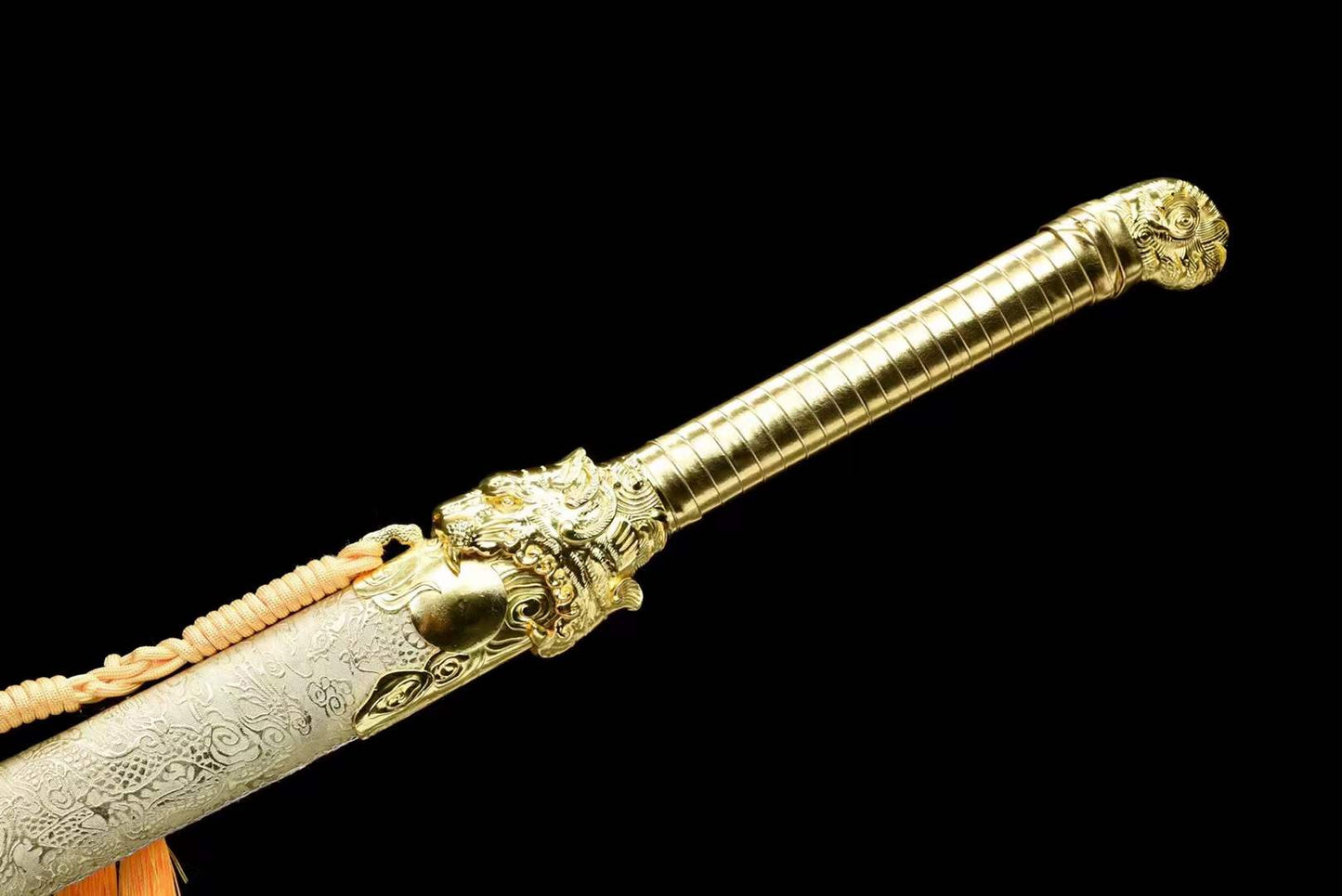 Handmade Golden Tiger Chop Chinese Sword With Golden Manganese Steel