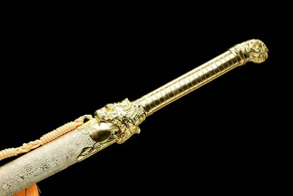 Handmade Golden Tiger Chop Chinese Sword With Golden Manganese Steel