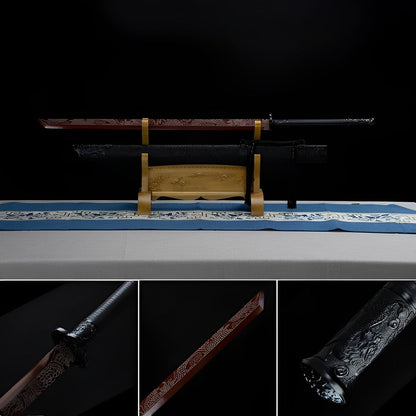 Handmade High Carbon Steel Archaic Blood Dragon  Tang Heng Sword