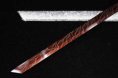 Handmade High Carbon Steel Inferno Thunderwolf  Chinese Sword With Red Blade