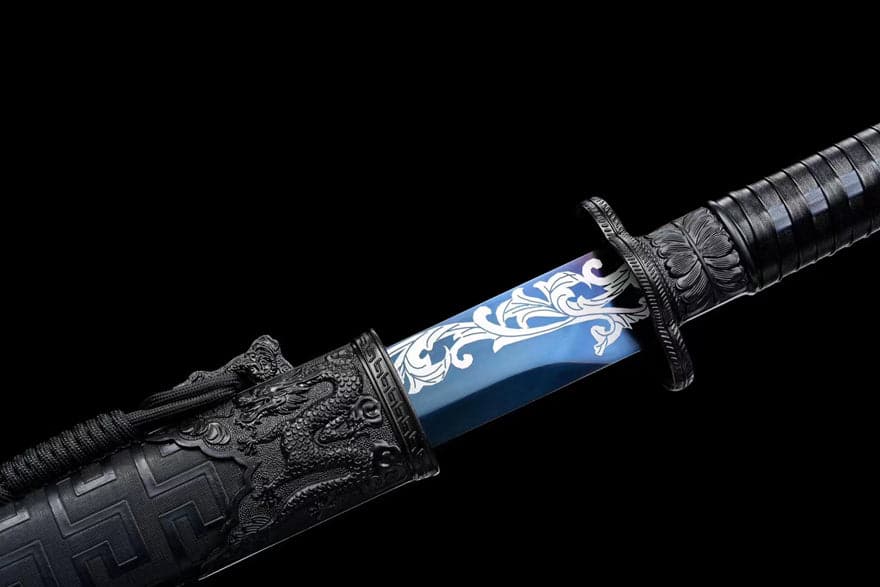 Handmade Hua Wuque High Manganese Steel Chinese Sword With Baked Blue Blade
