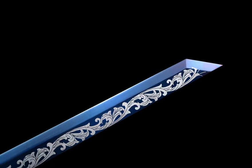 Handmade Hua Wuque High Manganese Steel Chinese Sword With Baked Blue Blade