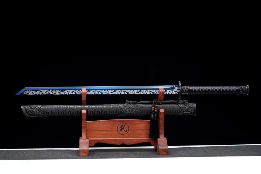 Handmade Hua Wuque High Manganese Steel Chinese Sword With Baked Blue Blade
