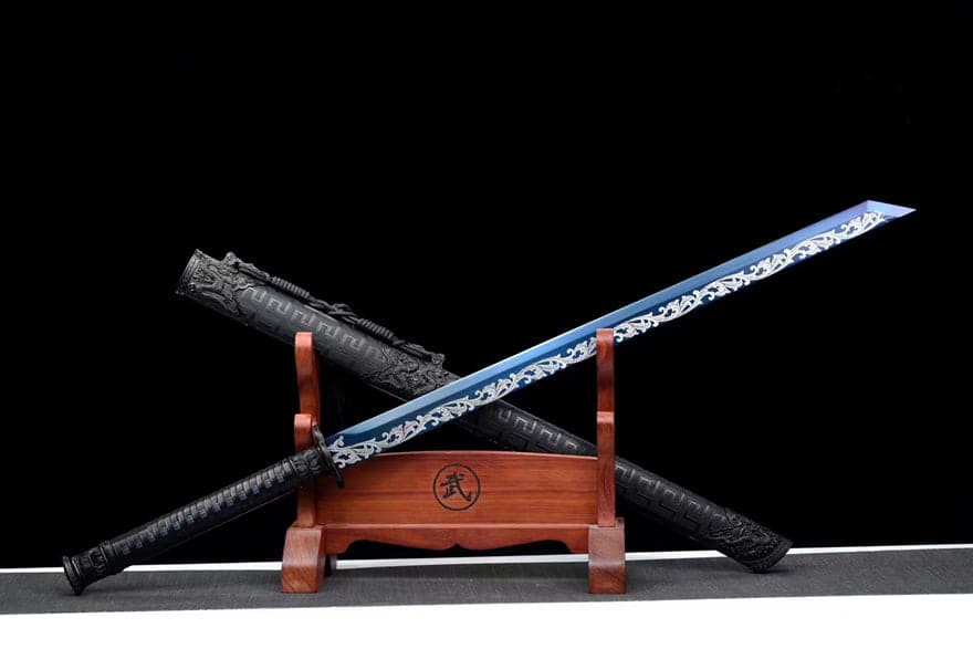 Handmade Hua Wuque High Manganese Steel Chinese Sword With Baked Blue Blade