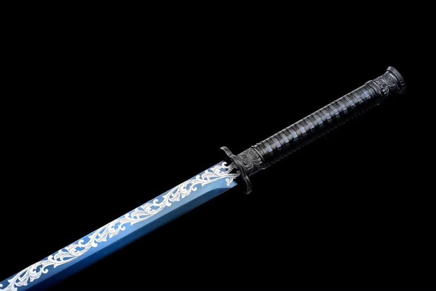 Handmade Hua Wuque High Manganese Steel Chinese Sword With Baked Blue Blade