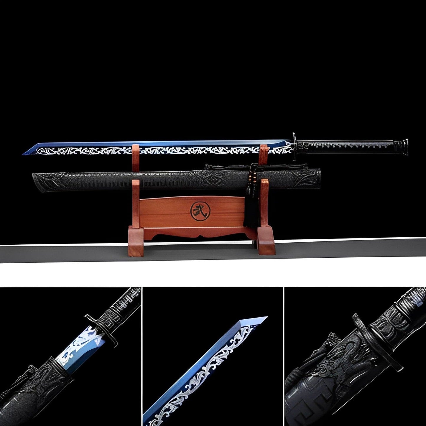 Handmade Hua Wuque High Manganese Steel Chinese Sword With Baked Blue Blade