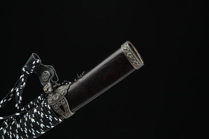 Handmade Japanese Tachi Odachi Sakura Pattern Steel High Ebony