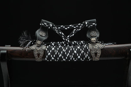 Handmade Japanese Tachi Odachi Sakura Pattern Steel High Ebony
