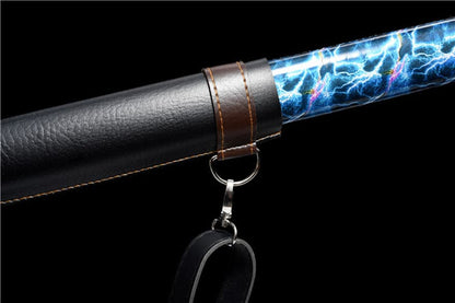 Handmade Silver Moon Wolf King High Manganese Steel Chinese Sword With Baked Blue Blade